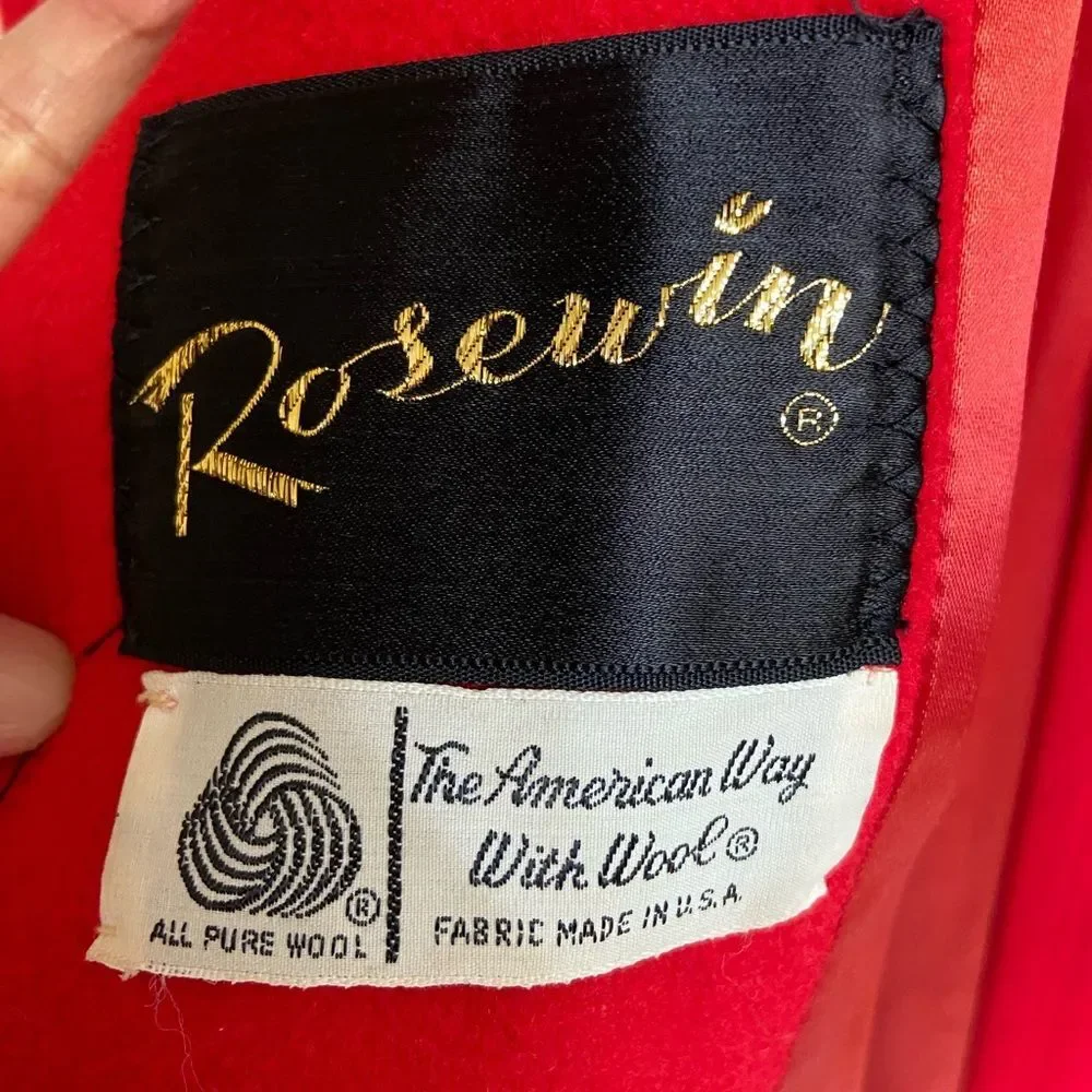 Vintage 70s Rosewin red peacoat size S/M
